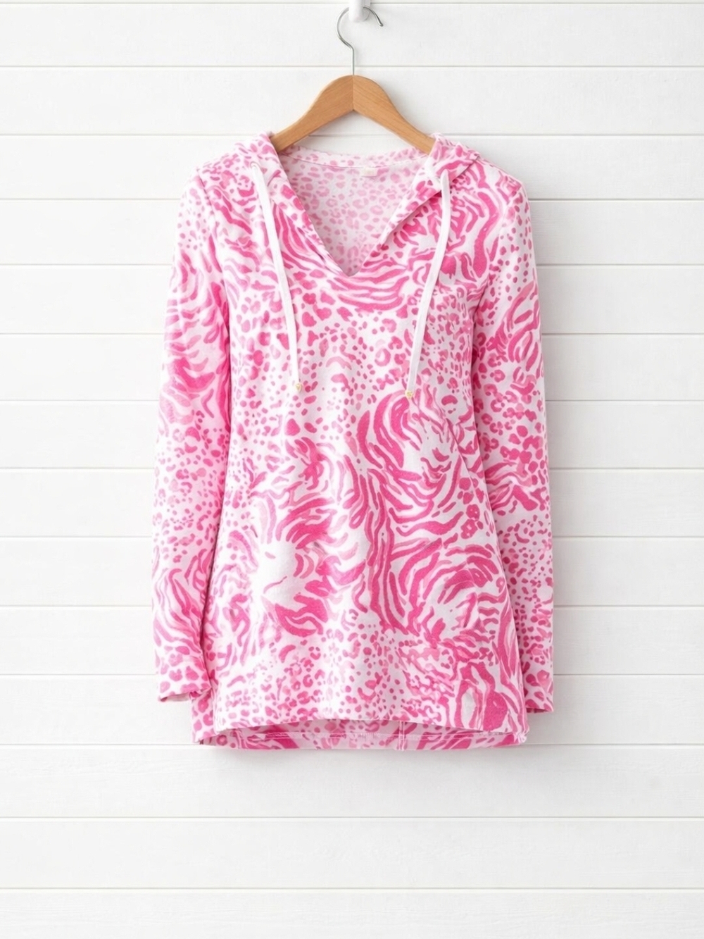 Lilly Pulitzer Hot Pink & White Print Hooded Top